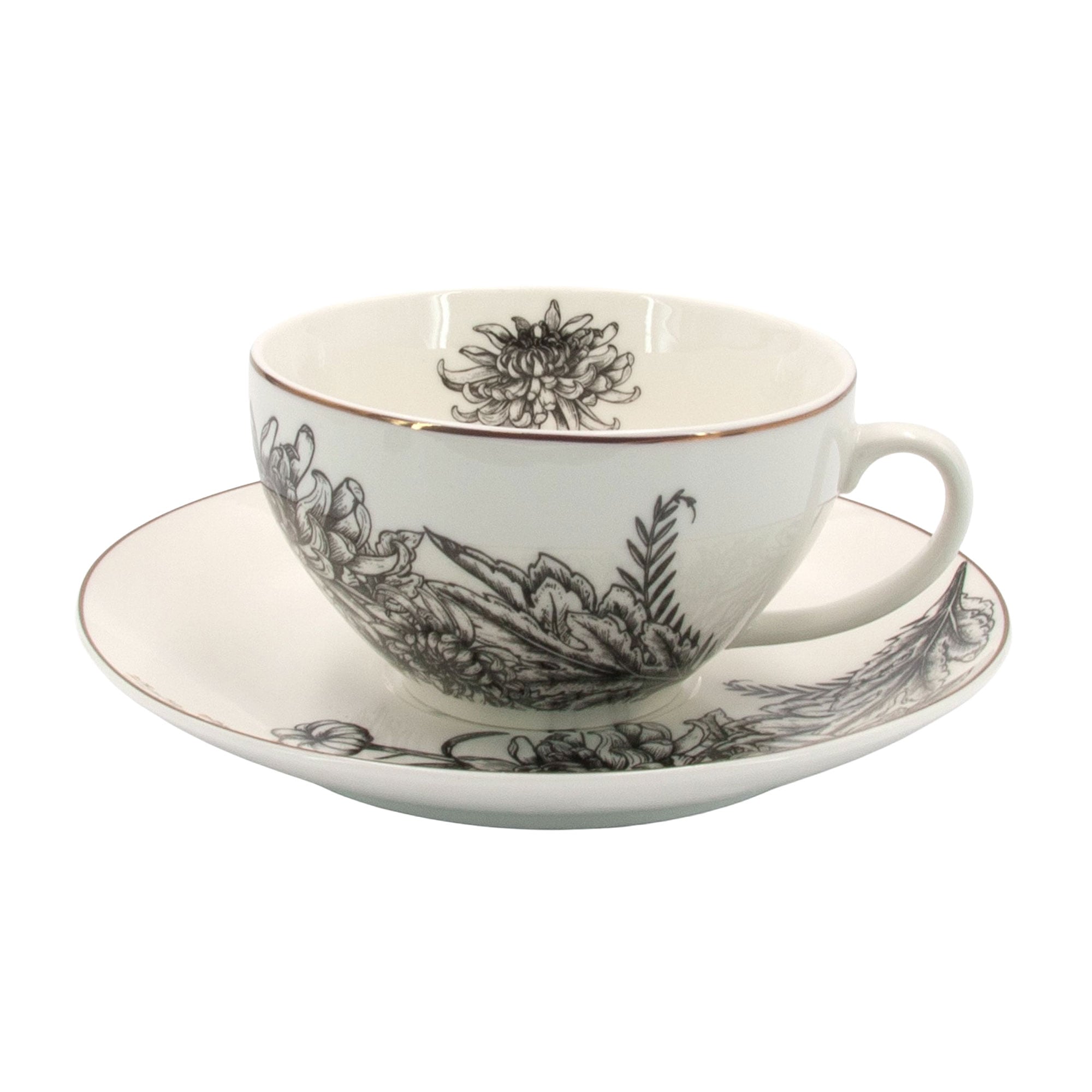 Чашка з блюдцем Astera Charm Floral Black, 400 мл (A0530-CS410-C)